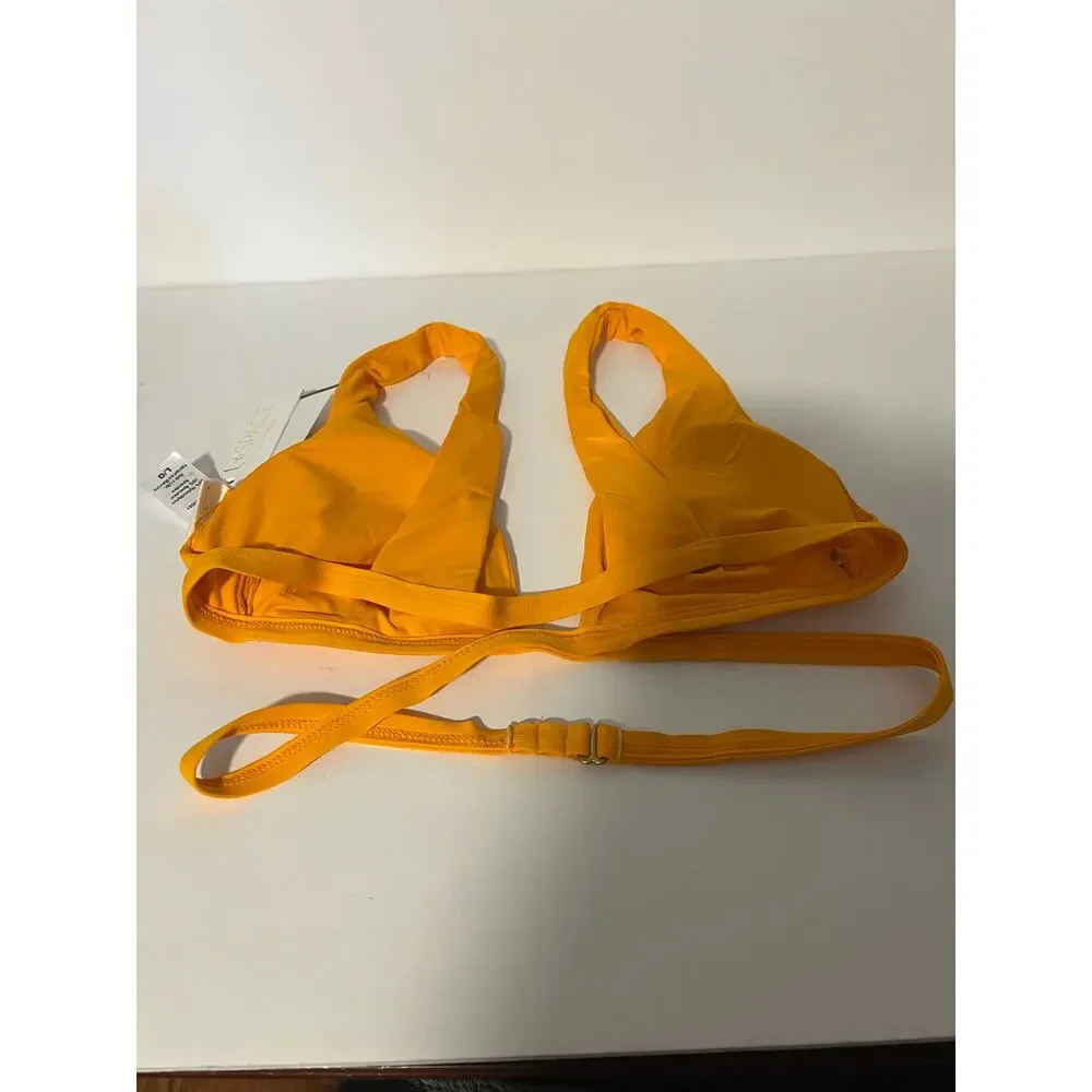 NWT L*Space Women's Avery Wrap-Style Beach Swim Bikini Top Mango Orange Size L